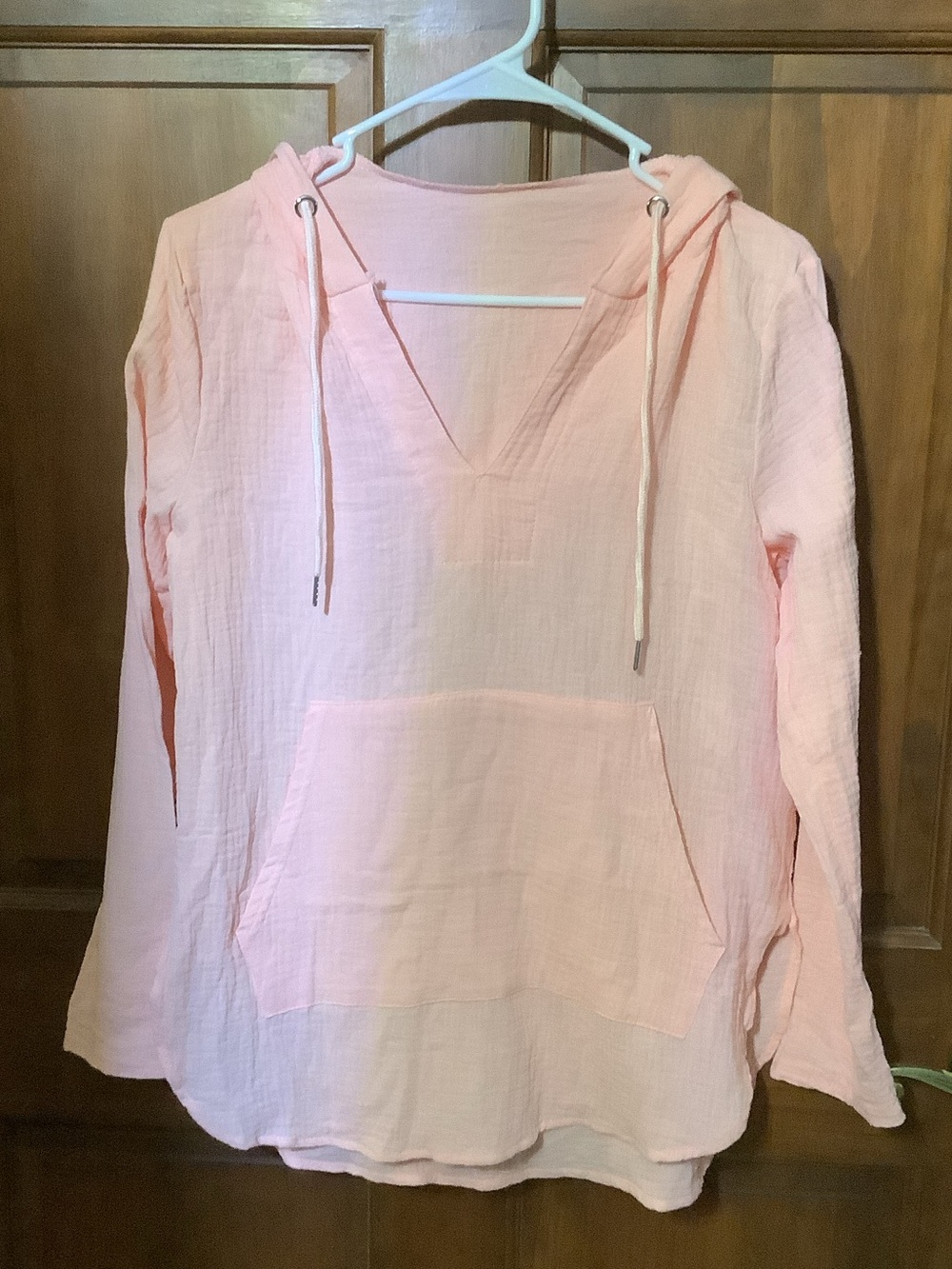Beach Cover Up Light Peach Hooded Pullover Top